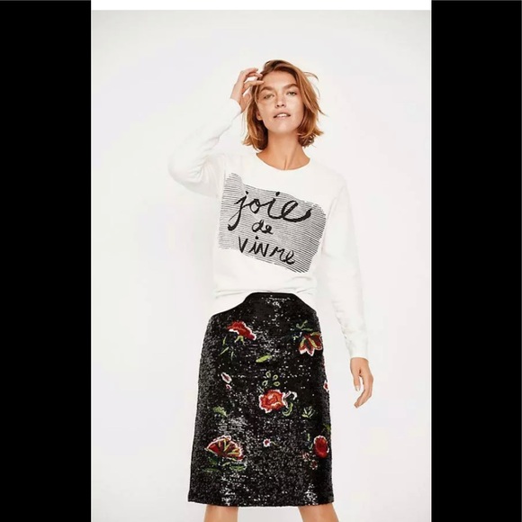 Anthro Maeve Sequin & Floral Embroidered Skirt - Picture 7 of 7